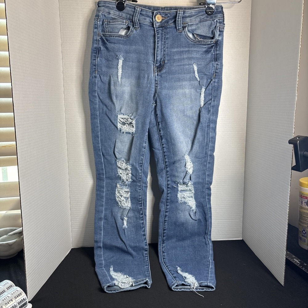 So Vintage Vibe High-Rise Ankle Skinny Jeans Distressed Denim Size 9/29W